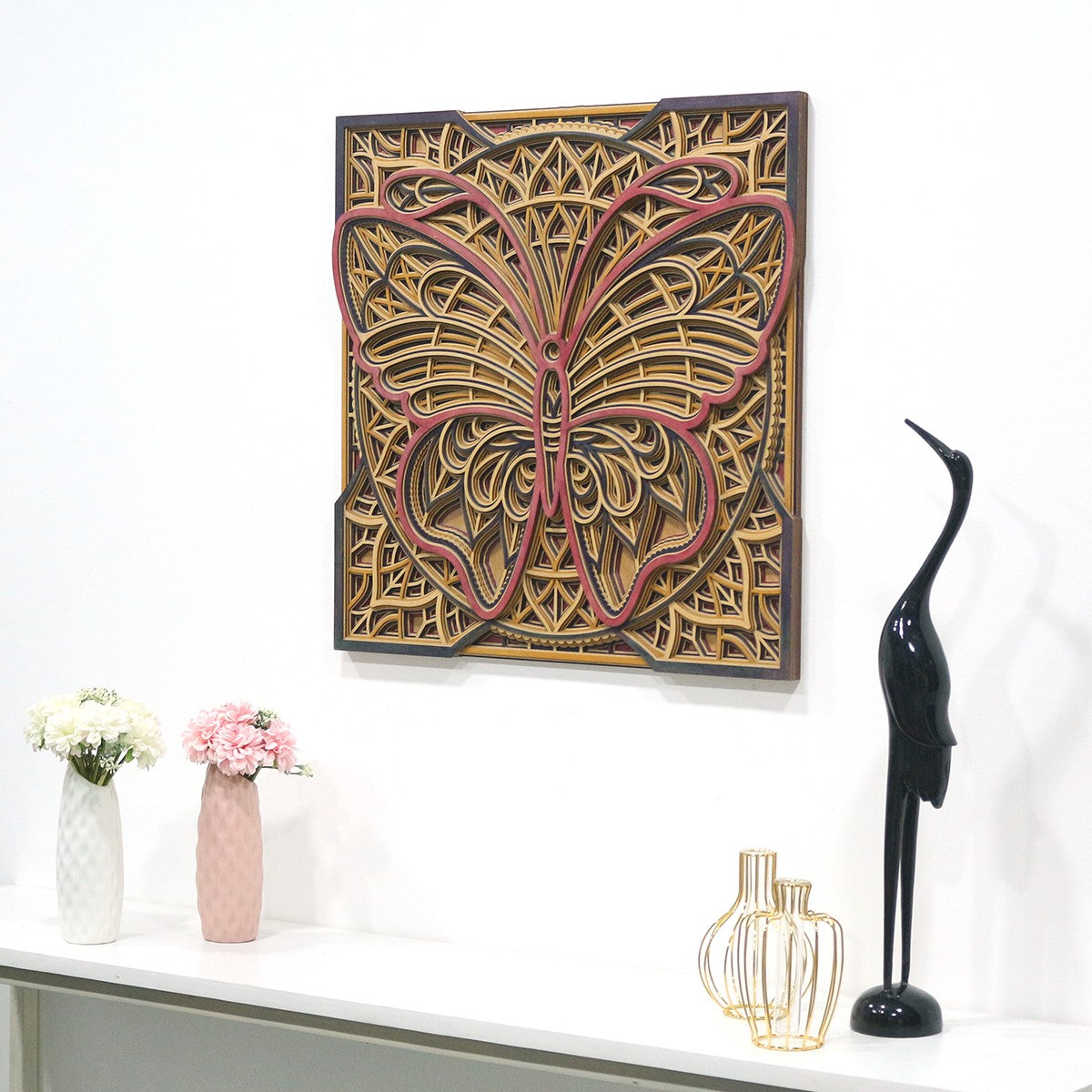 Butterfly Mandala Wooden Art