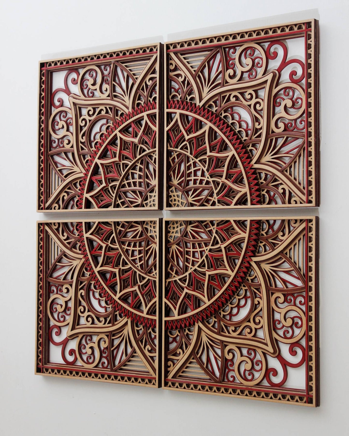 Mandala Red Wood Art