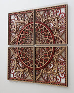 Mandala Red Wood Art